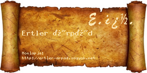 Ertler Árpád névjegykártya